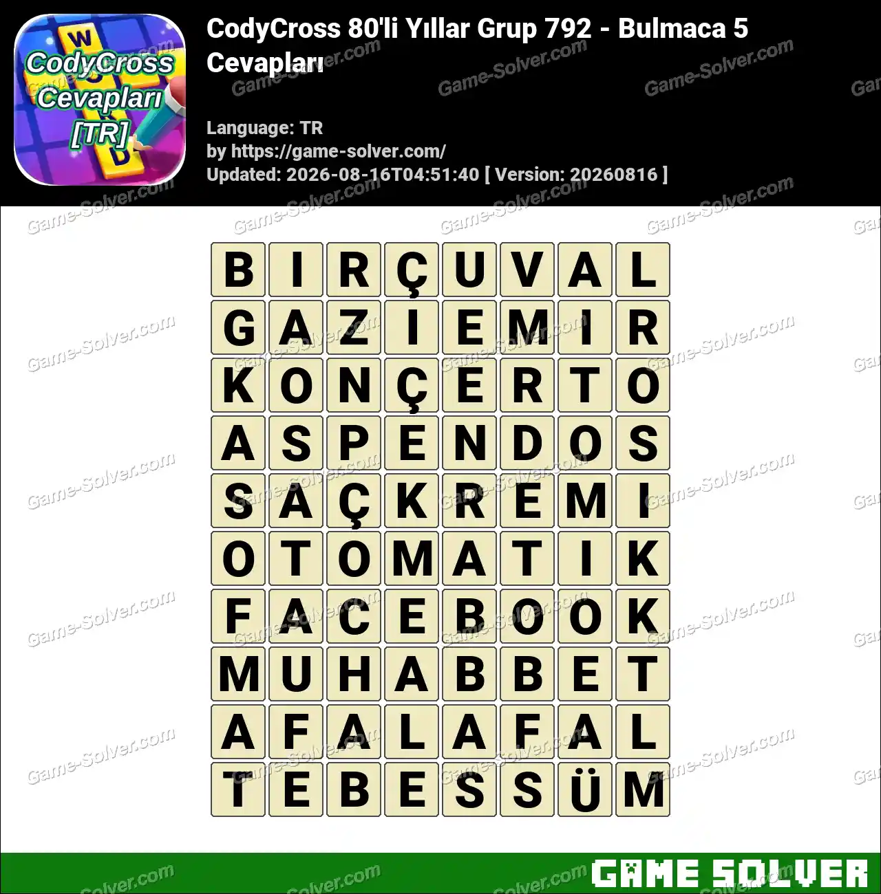 CodyCross 80’li Yıllar Grup 792 – Bulmaca 5 Cevapları